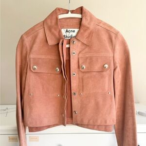 🚩steal authentic Acne Women's Blush Suede Utility Jacket